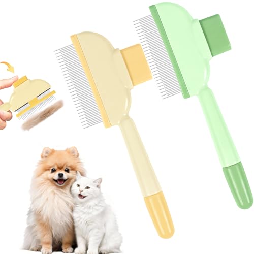 Redamancy 2 Stück Katzenbürste, Hundebürste Fellblitz Bürste Katze, Selbstreinigende Haustierkamm, Bürste Katze Mit Auslösetaste Schnelles Reinigen für Langhaarpflege Haustier