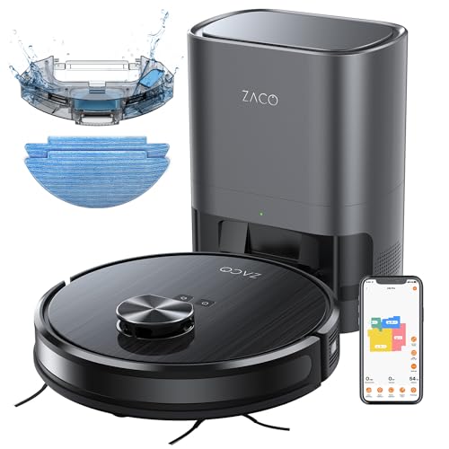ZACO A10 Pro Saugroboter mit Wischfunktion, 2,5l Absaugstation bis 60 Tage, Lasernavigation, 3000Pa,...