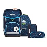 ergobag Cubo TiefseetauchBär Schulranzen Set 5tlg. LUMI Edition Verschiedene Kletties (Fußball 3D)