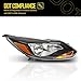 Torchbeam Headlight Assembly Compatible with Ford Focus 2012 2013 2014 OE Headlamp Replacement Black Housing Amber Reflector Pair Front Light Driver and Passenger Side