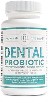 Replenish The Good Dental Probiotic | Vegan Supplements w/ BLIS K12 & M18 | Boosts Oral Health | Fights Bad Breath (Halitosis), Tooth Decay, Strep Throat | 60 Sugar-Free Chewable Tablets (Mint Flavor)