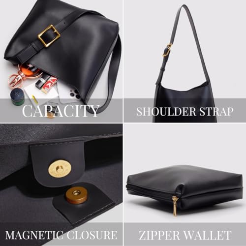 Bolso de hombro de cuero PU para mujer, tote retro grande vegano miniatura 4