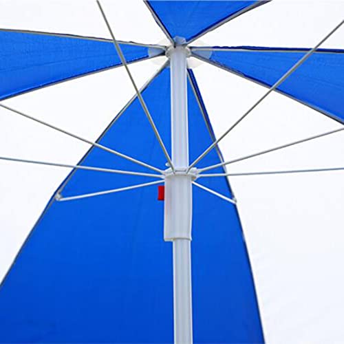 Sombrilla de playa portátil con poste ajustable azul para jardín y piscina 3