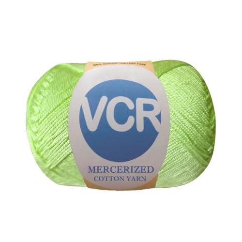 Image of VCR 4 Ply Pear Green 100% Mercerized Cotton Yarn, 60 Grams Hank, 190 Meters Length, Cotton Combed Ball, Smooth and Glossy Crochet Yarn for Crochet and Knitting, Pack of 1, Suitable for DIY Crafts