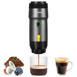 Kssiaz Portable Espresso Machines, Electric Espresso Maker with Self-Heating, USB-C & Car Charger, 20 Bar Mini Coffee Maker With NS Capsule & Ground Coffee for Camping, Hiking, Travel, RV, Office