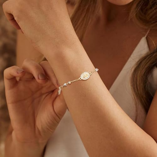 Catholic Crucifix Gifts Rosary Bracelet for Women-14K Gold Virgin Mary Jesus Cross Charm Link Chain, Dainty Virgen de Guadalupe Religious Gift for Confirmation Baptism First Communion Easter2