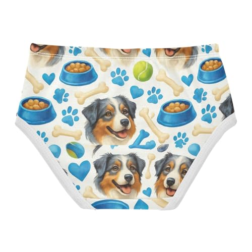 Joisal Toddler Underwear Floral 2t Cotton Panties for Girl Artistic Undies Kids Briefs Cute Australian Shepherd Dog Blue2