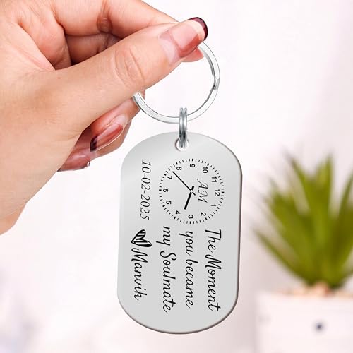 Image of Stainless Steel Couple Key Chain With Custom Photo Engraving Gift For Partners Customize Keychain Anniversary For Couples Husband Wife Wedding Birthday Valentine's Day Precious Love