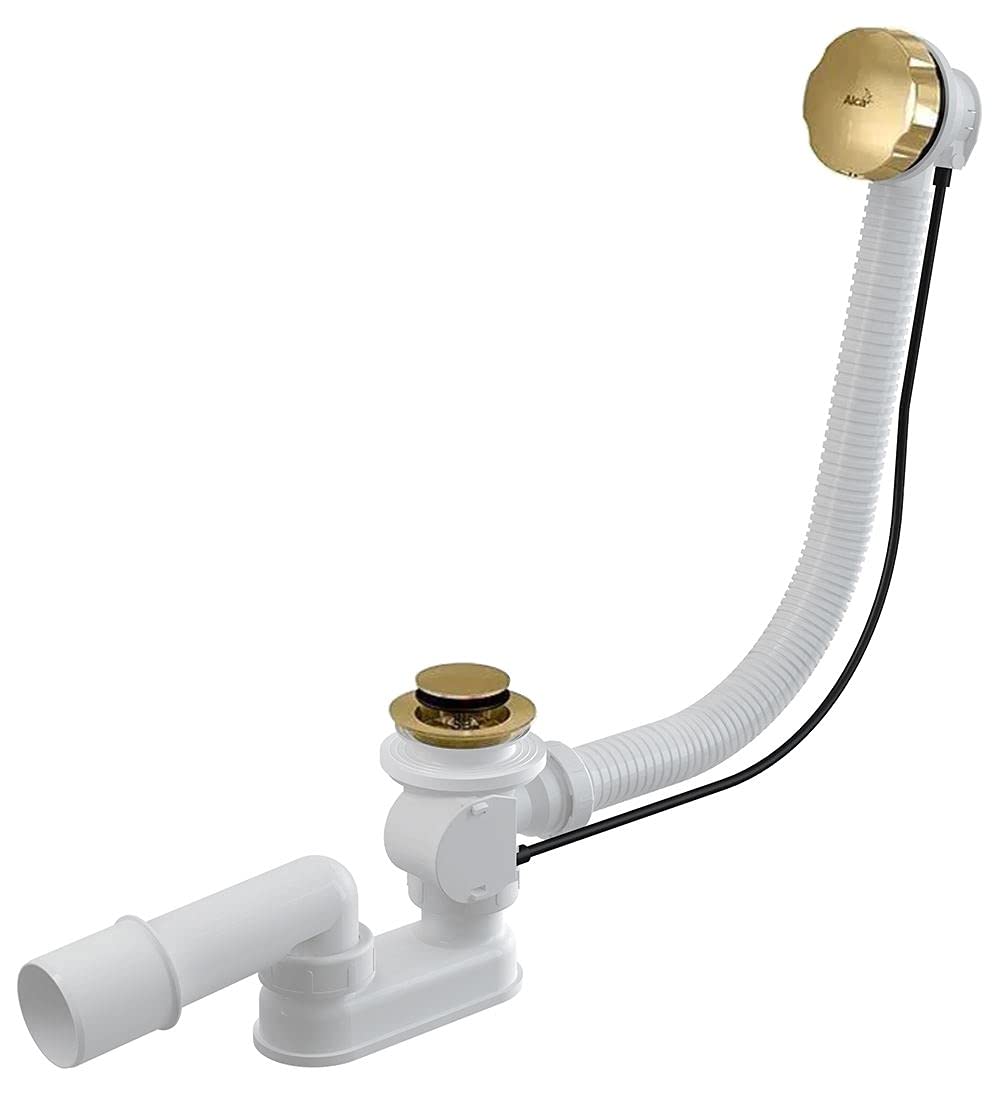 Acl Gold Colour Finished Endings Bathtub Flexible Bath Overflow Waste Drain Trap 100Cm
