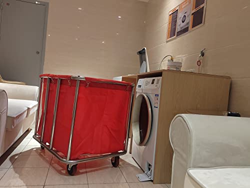 Chariot à linge industriel amovible rouge pour usage intensif - 2