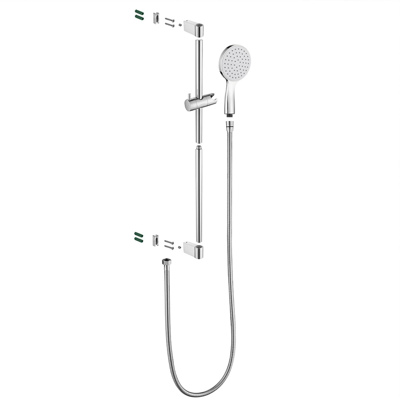 ONECE Set Asta Doccia Saliscendi in Acciaio Inox da 75 cm, Lnstallazione Regolabile, Colonna Doccetta Senza Miscelatore, Saliscendi Doccia con Soffione e Tubo Flessibile, Staffa Supporto Regolabile
