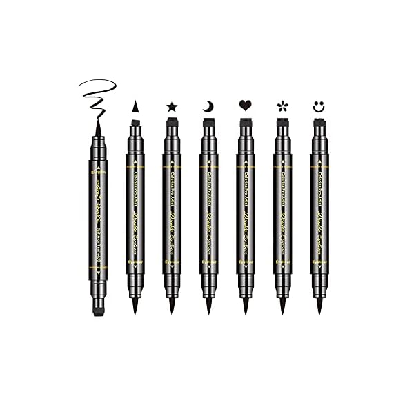 LOKFAR-6-Pcs-Double-headed-Liquid-Eyeliner-Stamp-Pen-Set-Eye-Liners-for-Women-Waterproof-Eyeliner-Pencil-Black-Eye-liner-Stencils-Long-Lasting-Tattoo-Makeup-Triangle-Star-Moon-Heart-Flower-Smiley LOKFAR 6 Pcs Double-Side Liquid Eyeliner Stamp Pen Set, Eye Liners for Women Waterproof Eyeliner Pencil Black Eye-liner Stencils Long-Lasting Tattoo Makeup-Triangle,Star,Moon,Heart,Flower,Smiley