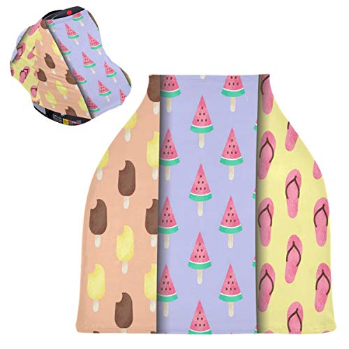 かわいい氷のスイカベビーカーシートカバーキャノピー伸縮性看護カバー幼児用母乳の男の子の女の子のための通気性防風冬のスカーフ