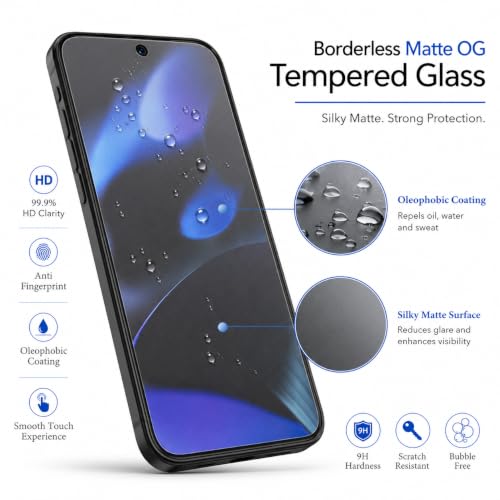 Image of FIRST MART Borderless Matte Tempered Glass for Google Pixel 9 & Pixel 9 Pro, 2 Pack | Anti-Glare, Anti-Fingerprint, Full Adhesive, Smooth Touch, Case-Friendly
