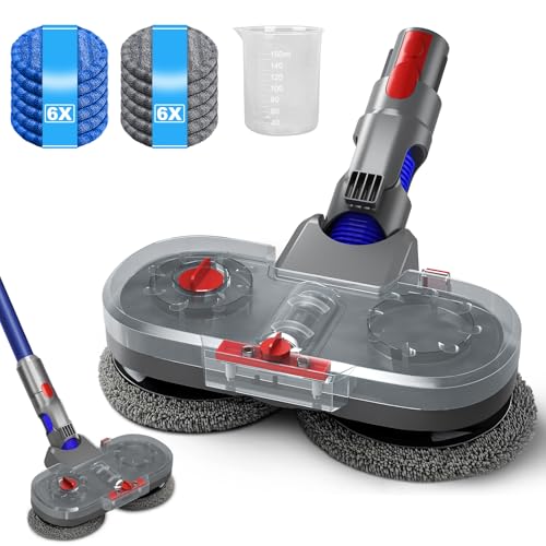 ZOBMIO Tête de Vadrouille Electrique pour Dyson V7 / V8 / V10 / V11 / V15 Aspirateur, Sol électrique avec Réservoir d'eau Amovible et 12 Vadrouilles Lavables