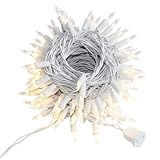 JinBest 100 LED Warm White Christmas Lights, UL Certified and Commercial Grade White Wire Lights String 35 FT, for Indoor and Outdoor Use.
