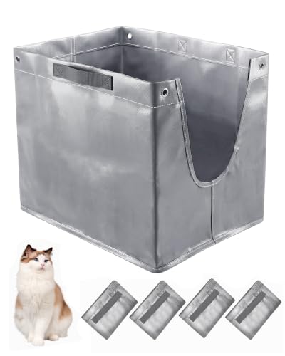 4 Pack Litter Box Liners F Compatible with Modkat Litter Box Reusable Litter Liners for Modkat Cat Litter Box Type-F with Heavy-Duty Carrying Handles