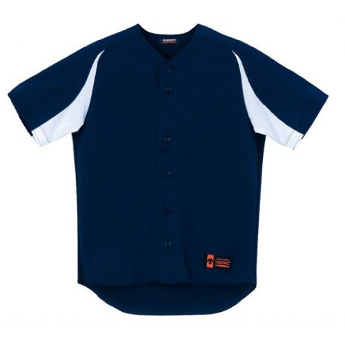 DESCENTE フルオープンシャツ ルーズシルエット 野球用 メンズ ネイビー系 Sサイズ DB-43M