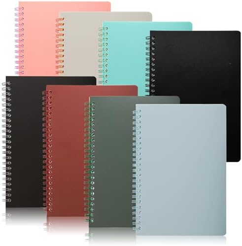 Dicunoy 8 Pack Spiral Notebooks, A5 Ruled Journals Notebooks 80 Sheets with Thick Plastic Hardcover, Cute Thick Notepads for Work, Teacher, Students, School, Women,7 Colors, 8.3" x 5.7"