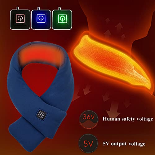 2024 New Warm Heated Scarf, Heated Scarf for Women Men, Heating Pad for Neck, Soft Fleece Winter Scarf, USB Smart Heating Neck Scarf for Christmas Gifts (Navy)3