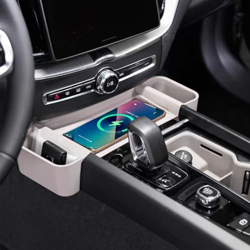 Image of Silicone Material Cup Holder Coaster for Volvo 2026 XC60 Center Console Gear Shift Protector, Automotive Accessories (2026 XC60 Wireless Charging-Cardamom)