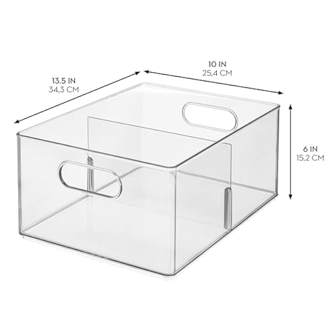 iDesign Plastic Storage Bin with Handles for Household Storage - Set of 4 - Clear - Made in USA