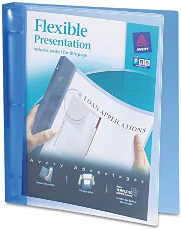 Avery Flexible View 3 Ring Binder, Clear Front Customizable Cover with Solid Back, 1 Inch Round Rings, 1 Clear/Blue Binder (17675)