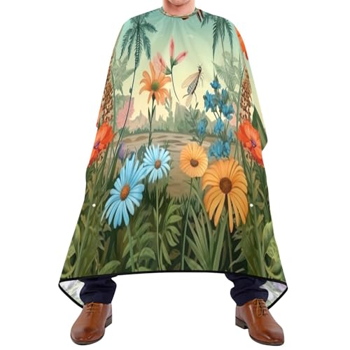 Capa profesional impermeable para cortar cabello Flower Sea con cierre ajustable de broche para barbería y peluquería