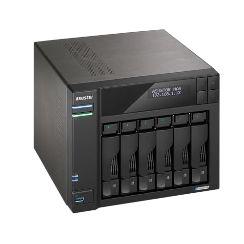 Image of Asustor Lockerstor 6 Gen2+ AS6706T v2 6 Bay NAS, Intel Quad-Core CPU, Dual 5GbE Ports, 8GB DDR4, 4 M.2 SSD Slots, HDMI, Plex Media Server, Network Attached Storage for Video Creators (Diskless)