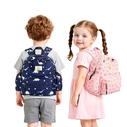 Image of STEAMEDBUN Corduroy Toddler Backpack for Girls 2-4: Kids backpack for Boys Girls - 12 inch Preschool Kindergarten Backpacks - Rose