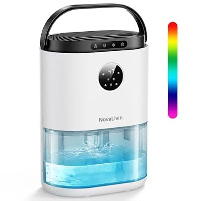 Dehumidifier for Home, 68 OZ Water Tank Dehumidifiers for Bathroom, Bedroom, Living room with, Auto Humidity Control, Digital Display, 7 Color Breathing Light, White