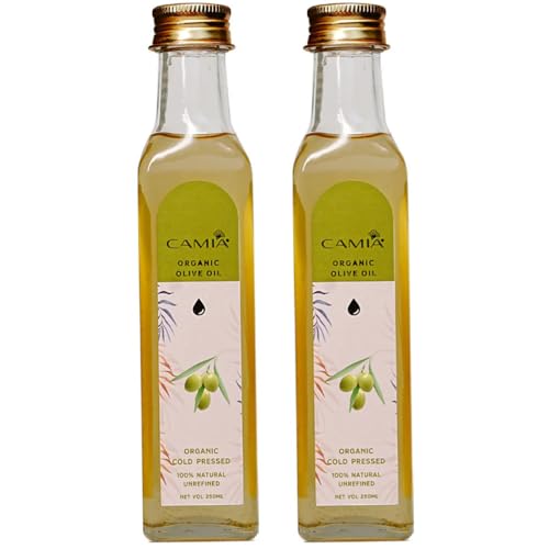 Image of CAMIA - Organic Cold Pressed Olive Oil for Skin & Hair | Natural Skincare & Hair Treatment | Strengthen Hair Roots & Deeply Moisturizes Skin | 500 ML Glass Bottle