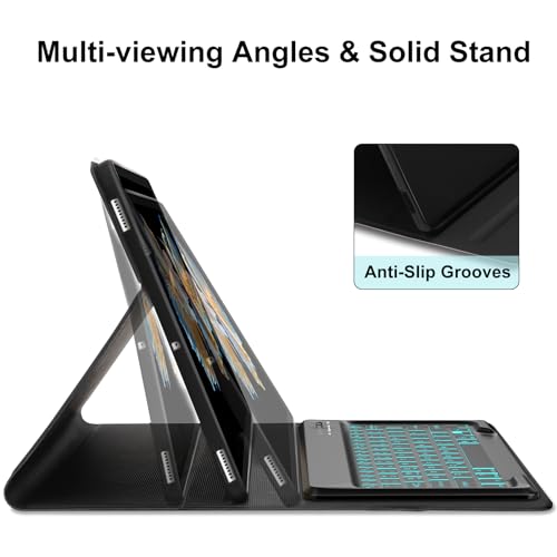 Image of Galaxy Tab S10 Ultra /S9 Ultra /S8 Ultra Keyboard Case 14.6 inch, 7-Color Backlit, Smart Magnetic Detachable Wireless Bluetooth Keyboard, Slim Protective Folio Case with S Pen Holder, Auto Sleep /Wake