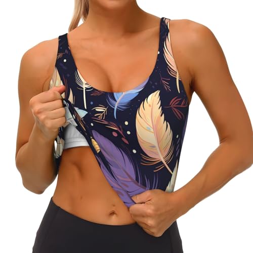 Chaleco deportivo HYTTER con estampado de plumas bohemias para yoga y entrenamiento 2