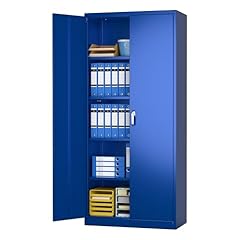 SUPEER Armadietto in metallo con 2 ante e 4 ripiani regolabili, altezza 180 cm, in acciaio, per magazzino, garage, casa, ufficio, facile da montare (blu)