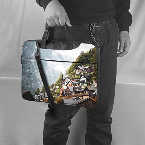 Bolso Vintage para Laptop con Estampado de Casas en Montañas miniatura 2