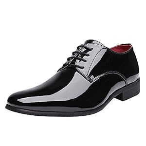 Bruno Marc Men’s Faux Patent Leather Tuxedo Dress Shoes Classic Lace-up Formal Oxford