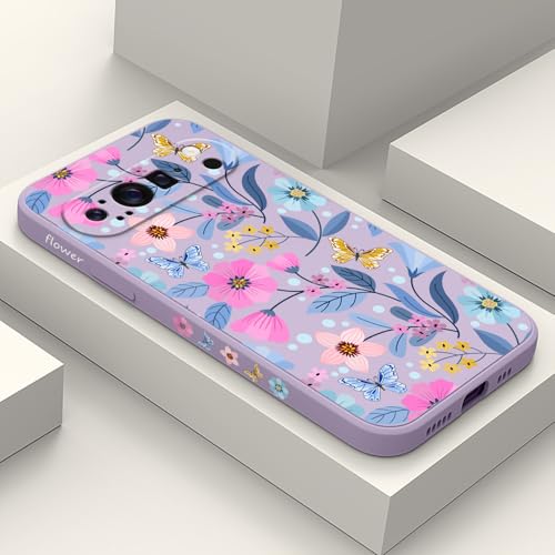 Coque pour Google Pixel 9 Pro XL silicone liquide fine anti-traces de doigts fleur violette
