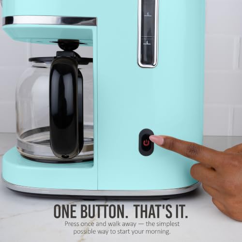 Image of Nostalgia Classic Retro 10 Cup Coffee Maker - One-Touch Drip Brew, Reusable Filter - Anti-Drip, Auto Shutoff, & Time Display - Dishwasher Safe 50 oz Carafe - Aqua