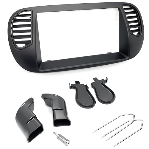 Sound Way Kit Montaggio Autoradio, Mascherina 2 DIN, Bocchette Areazione, Chiavi di Smontaggio, Adattatore Antenna compatibile con Fiat 500 (2007-2015)