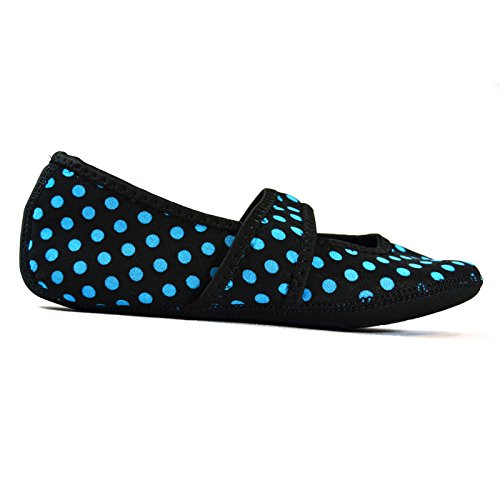 Women's Classic, Black with Blue Polka Dots, Large (Pack of 2)2