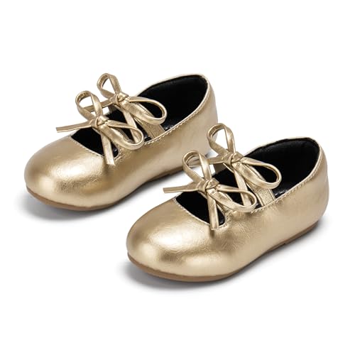 Image of PHIRAMIN Toddler Flower Girl Dress Shoes - Little Girl Mary Janes Flats Wedding