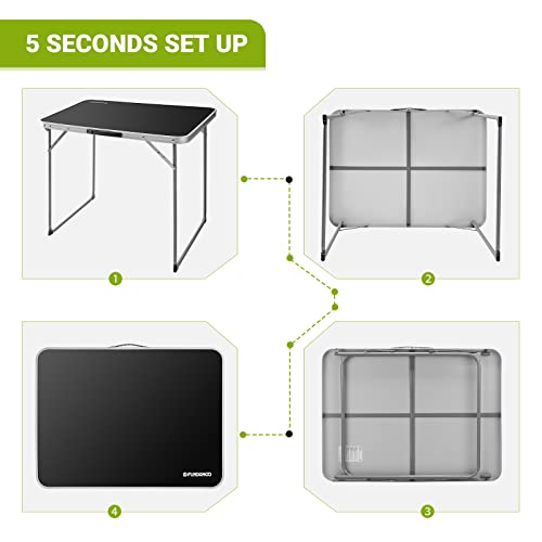 Fundango Folding Table, Portable Picnic Camping Table, Reinforced Steel Frame Folding Card Table With Handle, Easy To Carry And Clean, Great For Outdoor Beach Bbq Backyard, Black #TOP7
