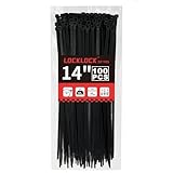 Zip Ties 14 inch(100 Pack), 60 lb, Black Heavy Duty Wire Ties, UV Resistant Cable Ties for Indoor and Outdoor Use, LOCKLOCK