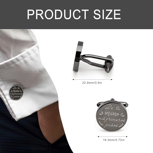 Mancuernillas de acero personalizadas grabadas para hombre miniatura 2