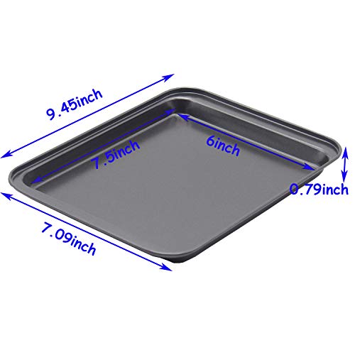 Hytk 2 Small Baking Sheets 9.45 X 7.09 Inch (Inner 7.5X6) Mini Cookie Tray Toaster Conventional Oven Pan Nonstick No Warp Magnetic Bakeware For 1 Or 2 Person #TOP1