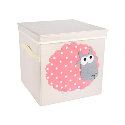 DII Nursery or Playroom Storage Bins with Lids, Made to Fit Standard Cube Organizers, use for Toys, Clothing, Blankets, Books, & More (13x13x13) � Sheep