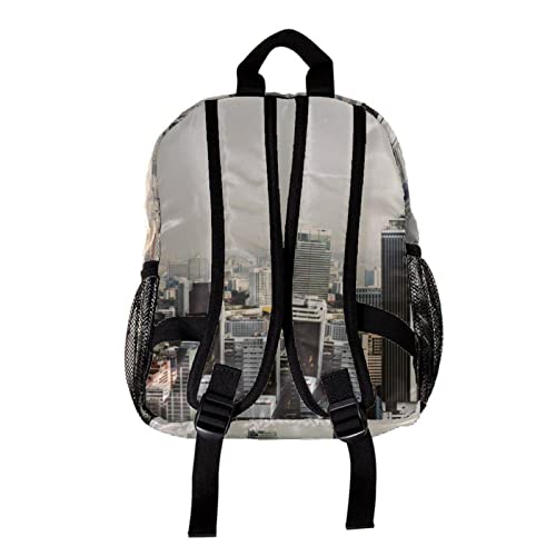 Mochila para niños y niñas de 12 pulgadas con diseño urbano de edificios 2