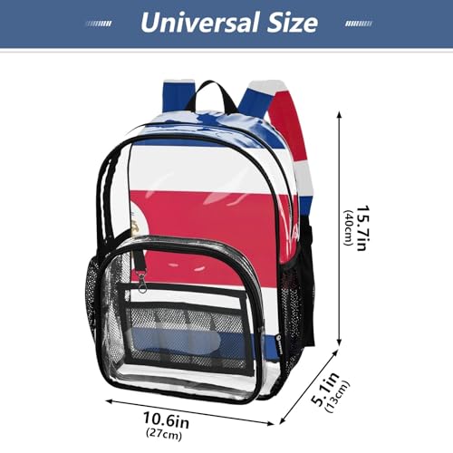 Women Clear Backpack Cute Costa Rica Flag Kids Girls Backpack Boys Large Plastic Approved Bag4