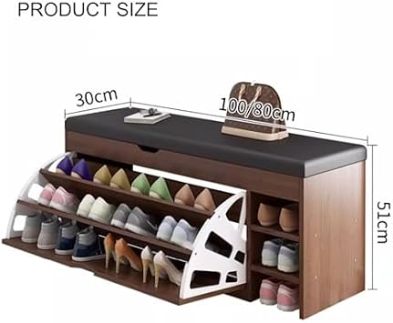 Shoe Bench Entryway, Storage Bench with Hidden Storage, Entryway Bench with Cushioned Seat, Adjustable Shelf, Shoe Rack Bench with Flip-Open Storage Box, for Entryway Living Room Dining Room